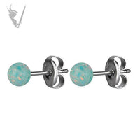 Valkyrie - Stainless steel opal ball ear studs
