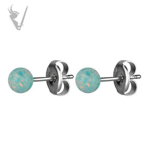 Valkyrie - Stainless steel opal ball ear studs