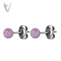 Valkyrie - Stainless steel opal ball ear studs
