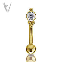 Valkyrie -  Gold PVD titanium internal rook and eyebrow cluster set W. Swarovski® Zirconia
