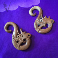 Valkyrie - Wood Carved Dragon Ear Hangers
